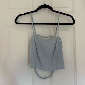 Light blue open back tank top